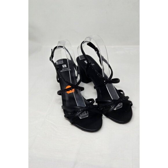 White Mountain EMMOT Faux Leather Block Heel black Sandals size 11 - Picture 1 of 7